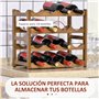 HOMCOM Botellero Pequeño de Bambú Soporte Para 16 Botellas Estantería de Vino de 4 Niveles Para Cocina Comedor Bar Carga 75 kg 4