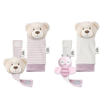 Set Hochets bébé pour pieds et poignets Ours rose