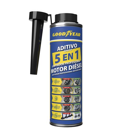 Goodyear Additif de Nettoyage 5 en 1 pour Moteur Diesel Professionnel 300ml | Nettoyant Complet pour Les injecteurs