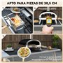 Outsunny Mini four à pizza extérieur portable avec pierre réfractaire Ø33 cm Pelle, manches en bois, thermomètre et plateau rota