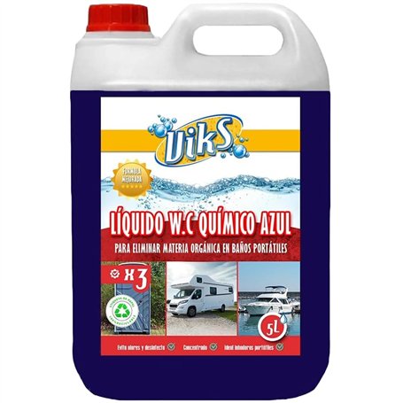Viks | Liquide bleu WC chimique | Additif concentré pour réservoirs d'eau noire | Spécial toilettes de caravanes