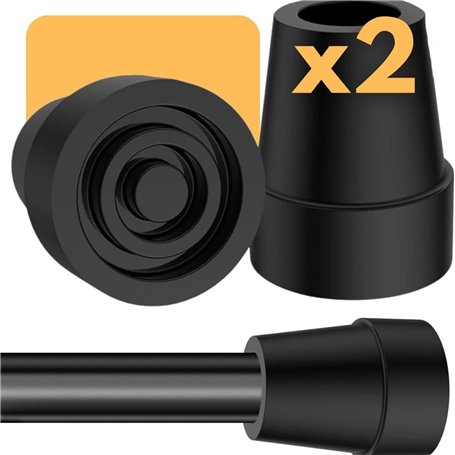 OrtoPrime PACK x2 Embouts Antidérapants pour Béquilles et Cannes - Conviennent aux Tubes de 18mm