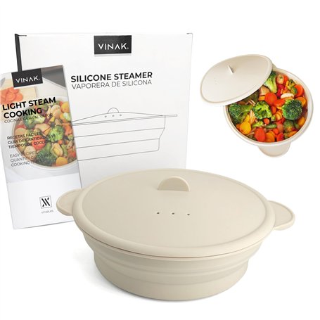 VINAK Cuiseur vapeur en silicone pour micro-ondes et four | Étui à vapeur pliable de 1200 ml. Papillote en silicone | Cuisinez à