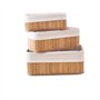Casa Shop Lot de 3 paniers de rangement en bambou avec doublure en tissu naturel pour armoires et étagères