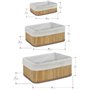 Casa Shop Lot de 3 paniers de rangement en bambou avec doublure en tissu naturel pour armoires et étagères, salle de bain