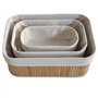 Casa Shop Lot de 3 paniers de rangement en bambou avec doublure en tissu naturel pour armoires et étagères, salle de bain