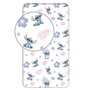 JERRY FABRICS Disney Lilo & Stitch Drap housse Stitch avec fleurs 90 x 200 + 25 cm 100 % coton 23FT232