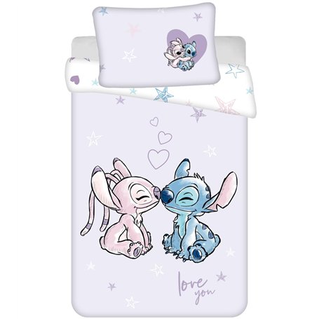 Jerry Fabrics Lilo et Stitch Parure de lit réversible avec housse de couette de 100 x 135 cm et taie d'oreiller pour bébé Violet