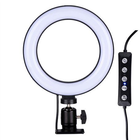 Grundig Anneau lumineux avec clip - Selfie Light RGB et lumière blanche - ⌀16 cm - Cou flexible - 48 LED