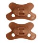 Difrax Tetine Bébé - 0-6 Mois Natural - 2 Unité - Sucettes avec Tétine Silicone - PURE DUO - Marron/Cannelle