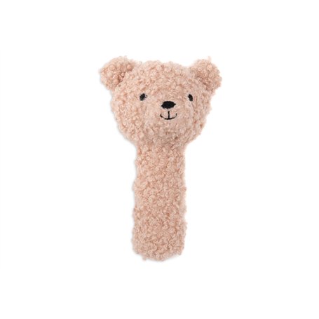 Jollein Hochet pour bébé - Ours en peluche - Rose sauvage - Boucle - 100% polyester - 22 x 9 x 20 cm