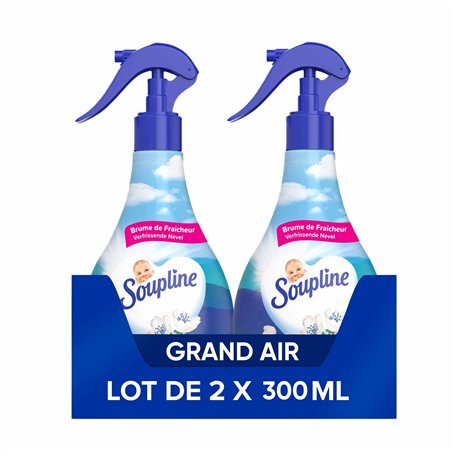 SOUPLINE - Brume de Linge 3D Parfum Grand Air - Spray Pour Rafraîchir le Linge - Parfume Instantanément - Complément idéal à vot