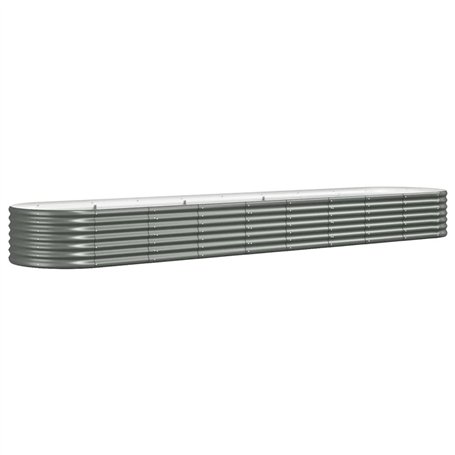 vidaXL Lit surélevé de Jardin Acier Enduit de Poudre 368x80x36 cm Gris