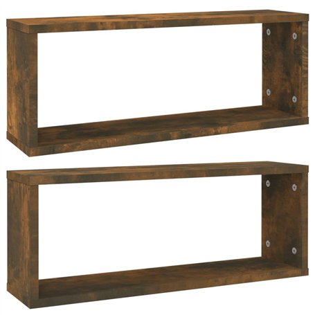 Étagères murales cube 2 pcs Chêne fumé 60x15x23 cm Bois