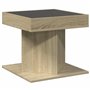 vidaXL Table basse avec lumières LED RVB, chêne sonoma, table carrée en verre, 50 x 50 x 45 cm