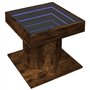 vidaXL Table basse avec miroir LED Infinity - Chêne fumé - Bois d'ingénierie - Design carré moderne - 50 x 50 x 45 cm