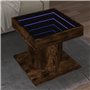 vidaXL Table basse avec miroir LED Infinity - Chêne fumé - Bois d'ingénierie - Design carré moderne - 50 x 50 x 45 cm
