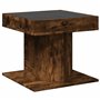 vidaXL Table basse avec miroir LED Infinity - Chêne fumé - Bois d'ingénierie - Design carré moderne - 50 x 50 x 45 cm