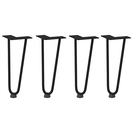 vidaXL Pieds de table en forme d'épingle à cheveux 4 pcs noir 30 cm