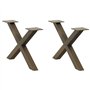 vidaXL Pieds de Table Basse Forme de X 2 pcs Acier Naturel 50x(30-31) cm Acier