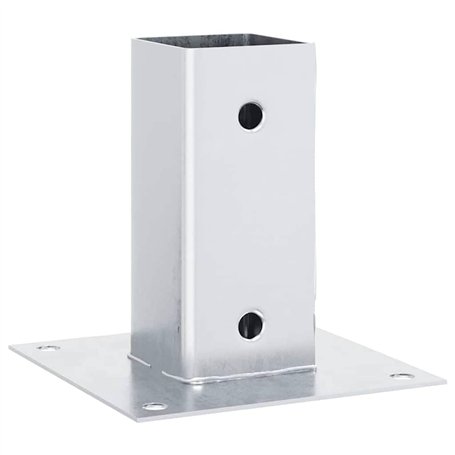 vidaXL Bases de poteau carrées 4 pcs argent 61x61 mm acier galvanisé