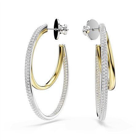 Swarovski Hyperbola Boucles d'oreilles créoles rondes Finition métal Blanc Taille M