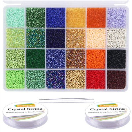 EuTengHao Lot de 14400 petites perles en verre pour loisirs créatifs