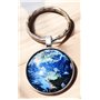 Promotech Porte-clés Terre - Sphère de terre plat en résine époxy et métal - Pendentif globe terrestre décoratif pour enfants et