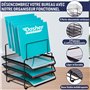Dasher Products Organisateur de Bureau et Rangement en Maille - avec 3 bacs à Lettres coulissants et 5 Porte-classeurs verticaux