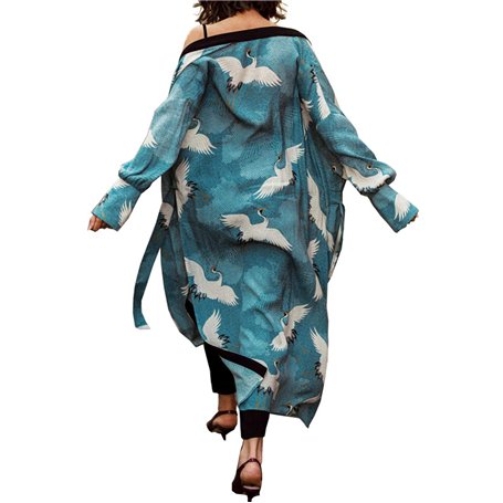 LikeJump Femmes Cotton Bohème Kimono Grande Taille Cardigan Pareo Maillot de Bain Cover Ups Plage Robe