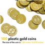 soitzhoc 100 pièces pièces d'or en plastique,pièces jouets pièces d'or jouets pour les chasses au trésor et les cadeaux de fête