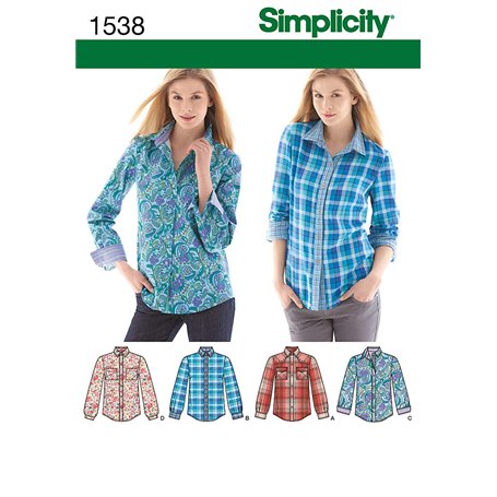 Simplicity Patron de Couture 1538 : Chemise boutonnée sur Le Devant