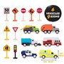 Driven by Battat - Voiture pour Enfants avec Circuit - 57 pièces - Pistes connectables – Véhicules et Panneaux de signalisation