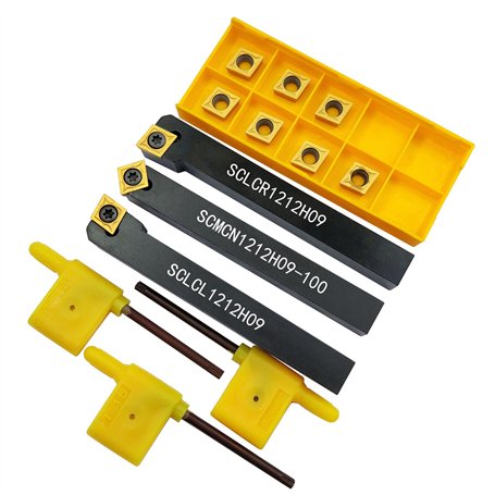 ASZLBYM 1/2" Outil de tournage 12mm SCLCR1212H09+SCLCL1212H09 + SCMCN1212H09 CNC Porte-outil de tournage externe pour tour ensem