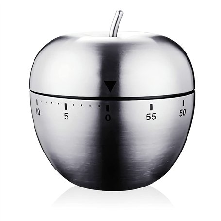 Minuterie Cuisine Minuteur Forme de Pomme Alarme de Rotation Mécanique Manuelle Kitchen Timer Acier Inoxydable pour La Cuisine C