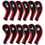 12 Pièces Capuchon de Golf Protection Club Golf Couvre Fer Golf Long Cou Impression de Numéro Couvre Fer Golf avec Fermeture à G