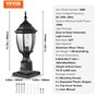 VEVOR Lampadaire extérieur, 400 mm, luminaire étanche avec base de montage sur pilier 9 cm, abat-jour verre, éclairage anti-foud