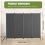 VEVOR Cloison de séparation en Tissu, séparateur de pièce Pliable à 4 Panneaux, paravent de confidentialité intérieur pour Burea