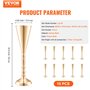 VEVOR Vase de mariage, lot de 10, support de fleurs de mariage de 43 cm de haut, vase or en métal en forme de trompette pour cen
