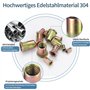300 Pièces Écrou de Rivet Acier Carbon, Écrous à Sertir Plaqué Zinc, Éécrous à Rivets Aveugles avec Filetage - M3/M4/M5/M6/M8/M1
