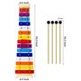 CeleMoon Xylophone en bois naturel 15 tons pour enfants et tout-petits avec barres métalliques multicolores, instrument de musiq