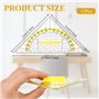 ADERTOS Equerre Ecole Rapporteur 12PCS Règle Equerre Rapporteur 2 en 1 Equerre de Géométrie Hypoténuse Kit Geometrie Triangle Eq