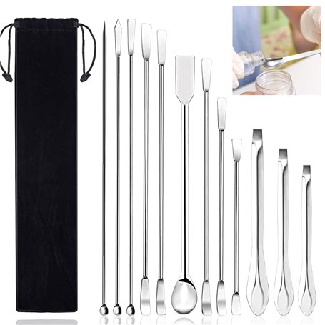 DTYGUIXE 12PCS Pièces Spatule de Laboratoire Cuillère Micro Cuillère de Laboratoire Micro Spatule en Acier Inoxydable 304 avec U