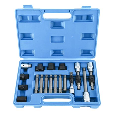 FreeTec - Kit d’outillage universel pour alternateurs - Jeu d’embouts - 18 pièces - Pour le maintien et le montage d'une poulie