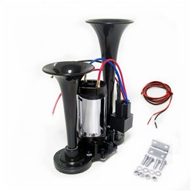YIYIDA Car Horn Klaxon électrique pour camion 24V Double tube Noir Klaxon de voiture Klaxon d'air de voiture 170dB Haut - parleu