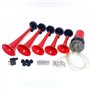 YIYIDA Klaxon à air trompette Klaxon de voiture 12V Air Horn Trompette musicale 165db Corne d'alarme Cinq tubes Dixie rouge étan