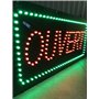 Enseigne lumineuse à LED Ouvert rouge/vert 48x24x2.5cm