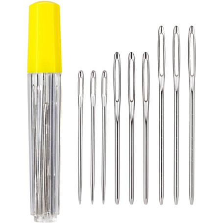 LAOYE 9 Pcs Aiguille a Laine Aiguille à Coudre Grosse Aiguille Couture Cuir Aiguille a Tapisser Aiguilles à Bout Rond pour Passe