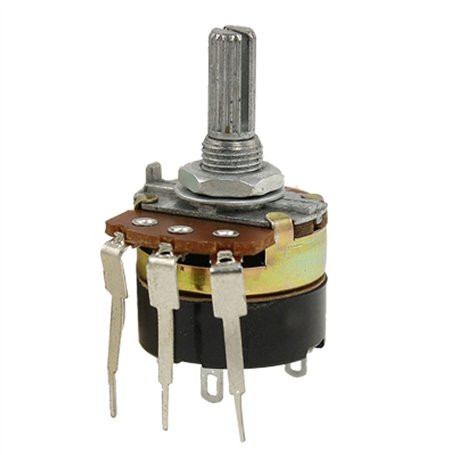 sourcing map 500K ohm Potentiomètre conique linéaire à trois bornes à arbre fendu moleté de 6mm B500K