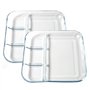 TAMUME 9" Assiette Verre Trempé avec Compartiments pour Dresser
